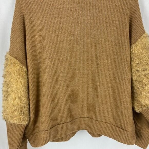 Zara‎ Faux Fur Camel Knit Pull Over Sweater Women's Medium. - Picture 7 of 8